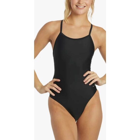 ClubSwim Solid Thin Strap One Piece Swimsuit Black 28 NEW - Picture 8 of 8